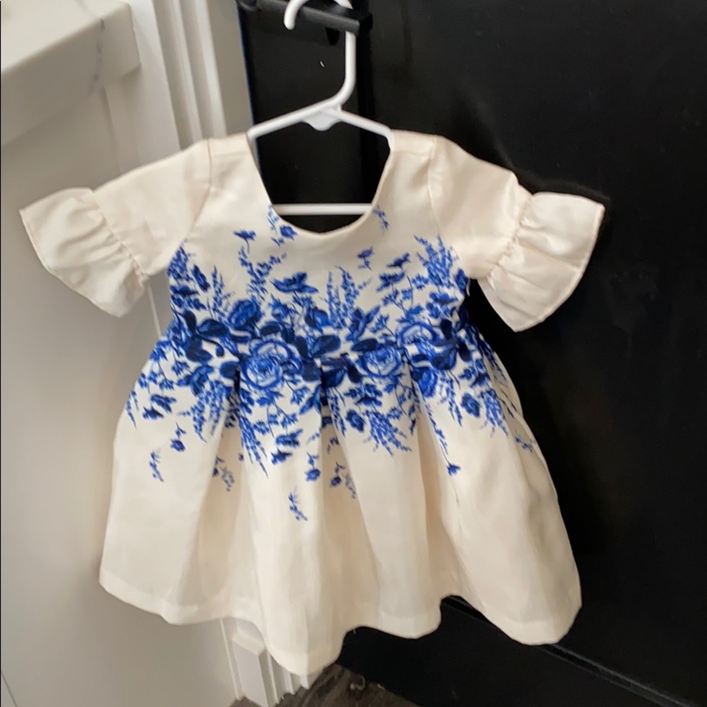 Cream blue dress